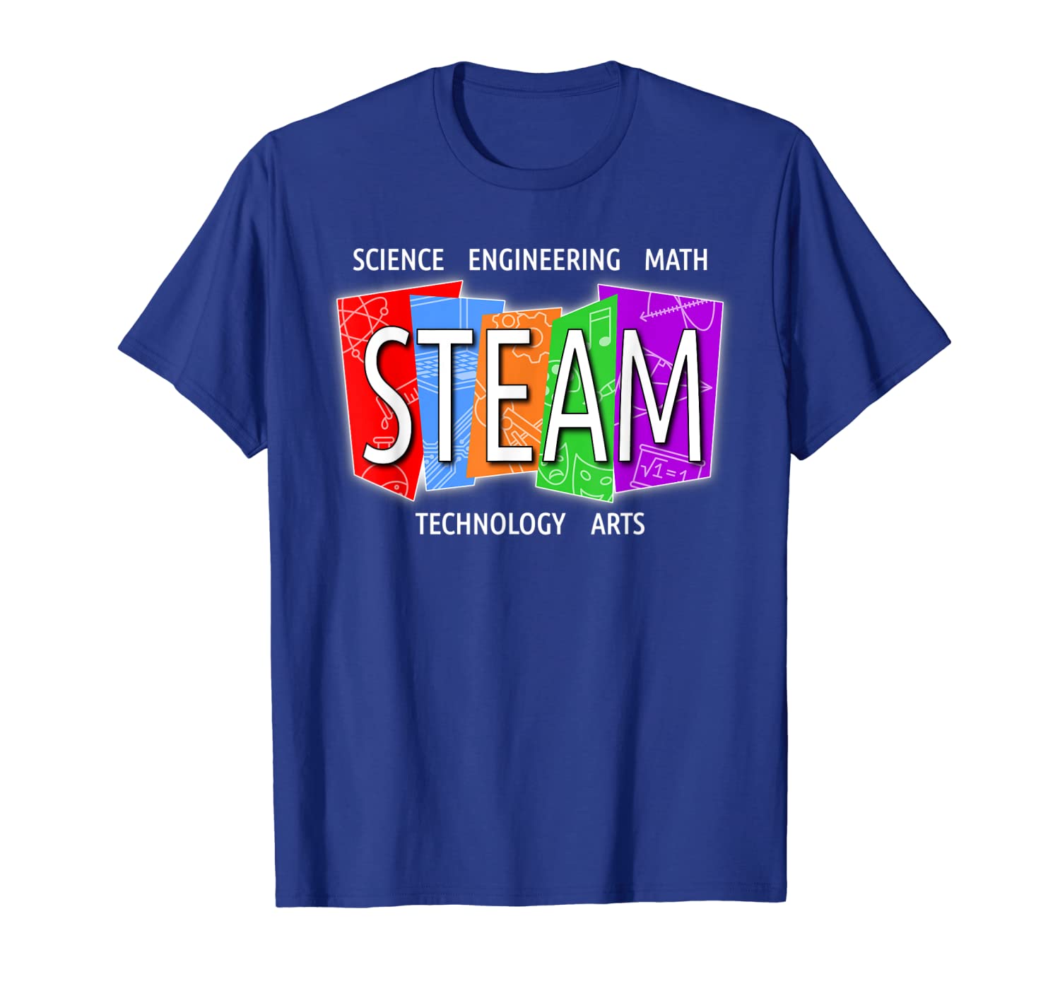 

colorful steam art and engineering innovation shirt, White;black