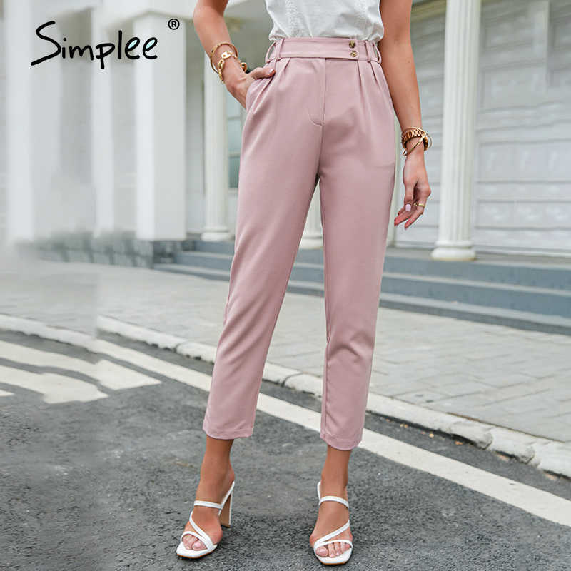 

Office lady casual spring solid pencil pant Fashion female basic trousers Elegant drape zipper button pants 210707, Light gray
