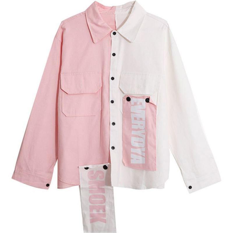 

Women's Jackets Harajuku Bomber Jacket Coats Women Loose Pocket Designer Cool Red Streetwear Kpop Yellow Spring Shirt Thin Jeans, Black;brown
