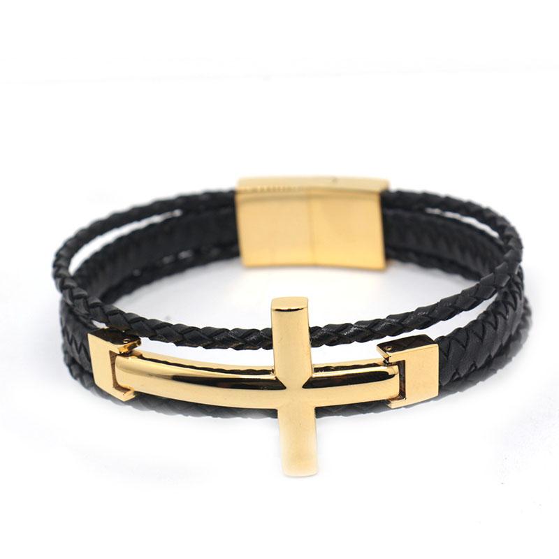 

Link, Chain Christian Jewelry High Quality Leather Cross Bracelet Men Bangle Genuine Hand Buckle Friendship Women