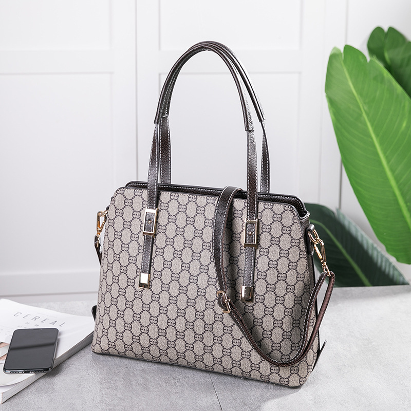 

new fashion large capacity Printed Tote Bag women's handbag Simple Shoulder Purse sale, Brown