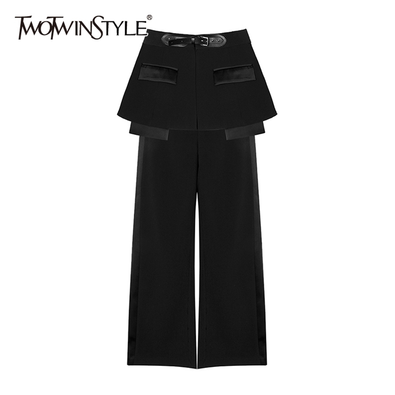 

Straight Black Trouser For Women High Waist Sashes Casual Wide Leg Pants Female Fashion Clothing Spring 210521