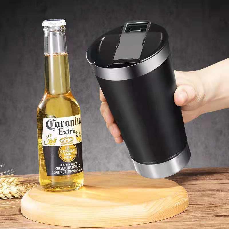 

Water Bottles STANLEY Copo Termico 16Oz Double Wall Stainless Steel Vacuum Mug Tumbler Beer Cup With Opener Powder Coated Sublimation
