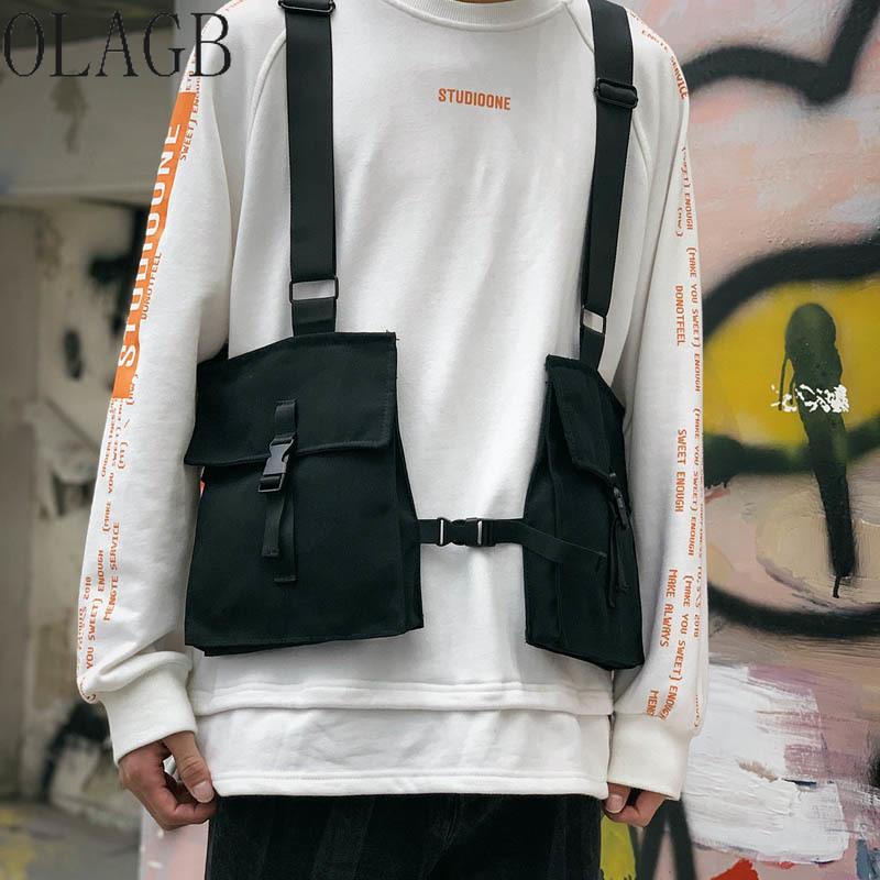 

Waist Bags Men's Functional Tactical Chest Bag Unisex Wear Hip-hop Streetwear Back Backpack Ladies Solid