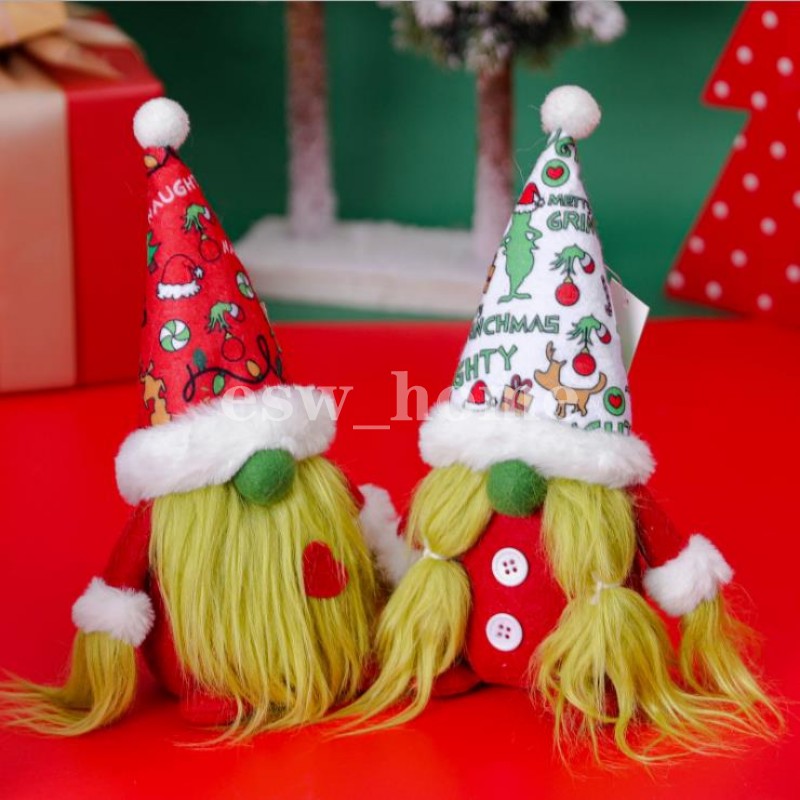 

Party Supplies Christmas Doll Faceless Green Hair Gnome Plush Grinch Toy for home Decoration Xmas Table Deco