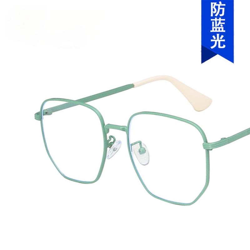 

Sunglasses Ladies Anti-Blue Light Glasses 2021 Oversized Transparent Frame Female Men's Large Metallic Paint Mint Green