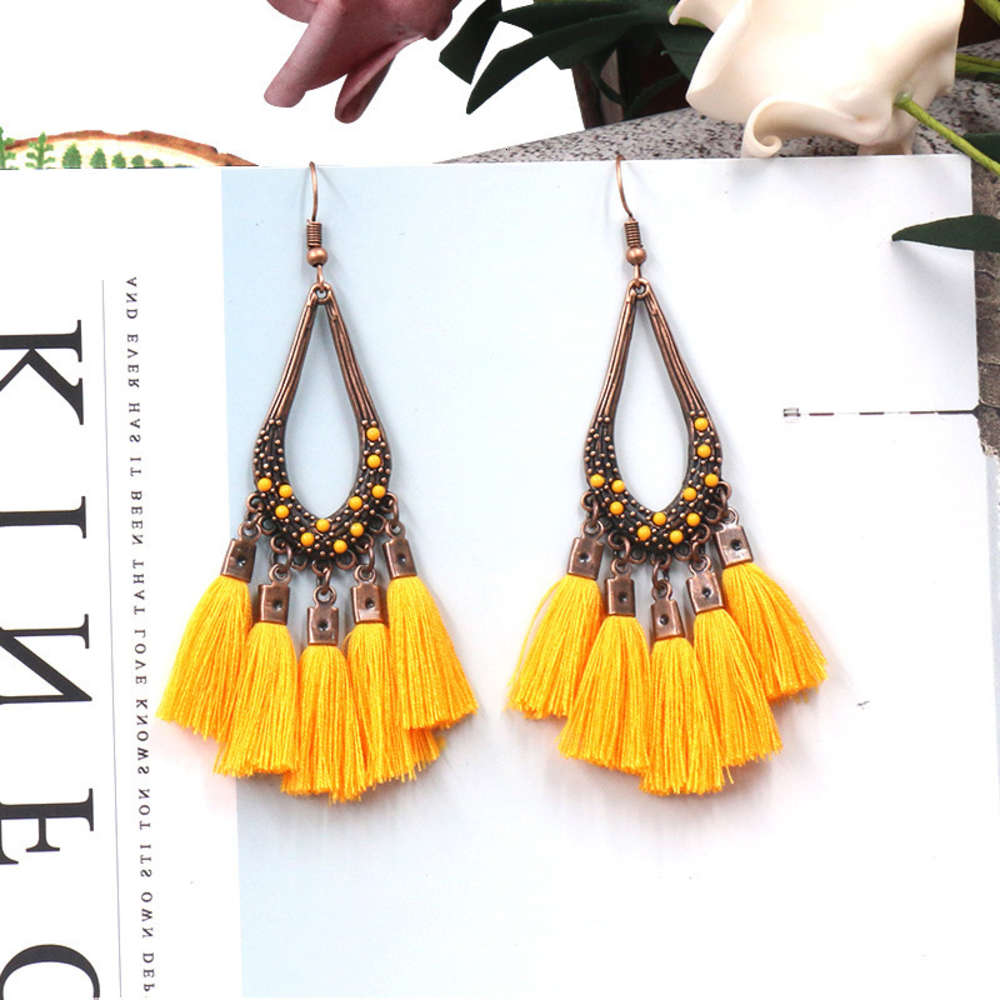 

earrings Long women's water drop multi-layer Tassel Earrings, Golden