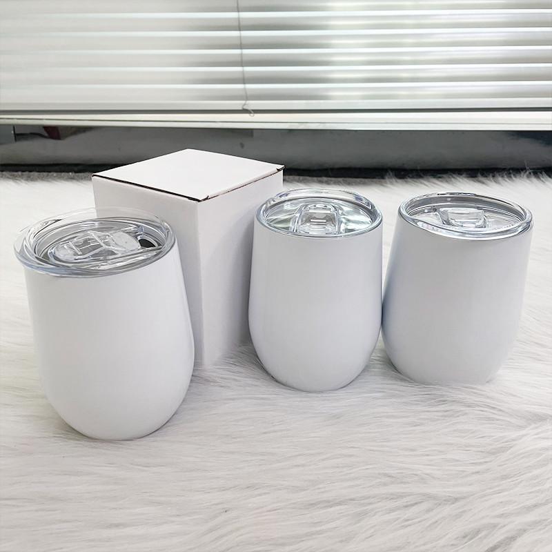 

12oz DIY Blank Sublimation Wine Tumblers Stainless Steel Coffee Mug Thermos Water Cup With Lid Unique Ferstival Party Gift