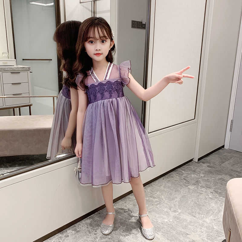 Casual Dresses Girls Retro Summer New Children Chinese Style Dress Girls Embroidery Party Dress 12 Children&#039;s Clothing 10 Year-image-702420374