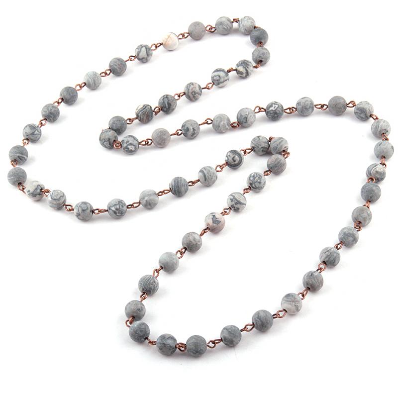 

Pendant Necklaces Fashion Frosted MaNatural Stone Bead Rosary Chain For Women Ethnic Necklace