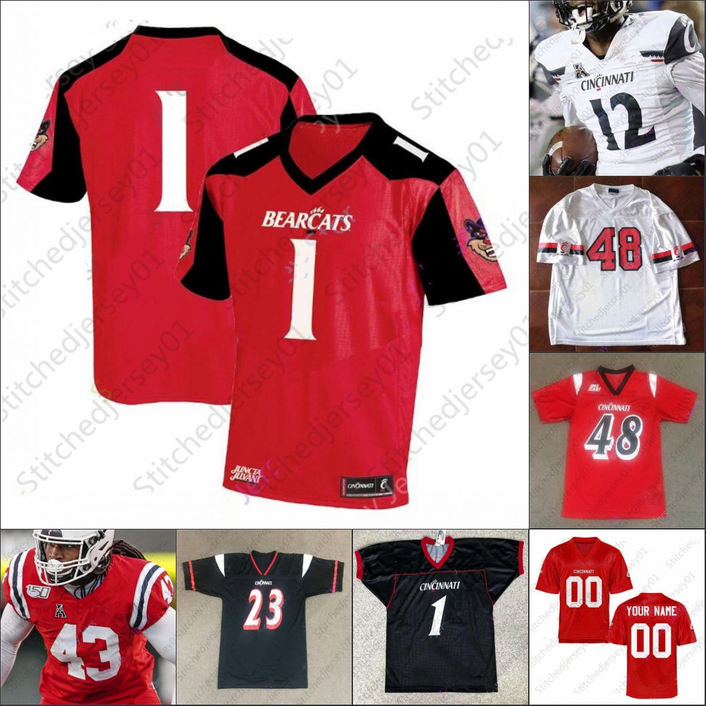 

NCAA Cincinnati Bearcats Football Jersey College 5 Tavion Thomas Bryan Wright Michael Pitts Desmond Ridder Travis Kelce MENS WOMEN KIDS YOUTH, Black