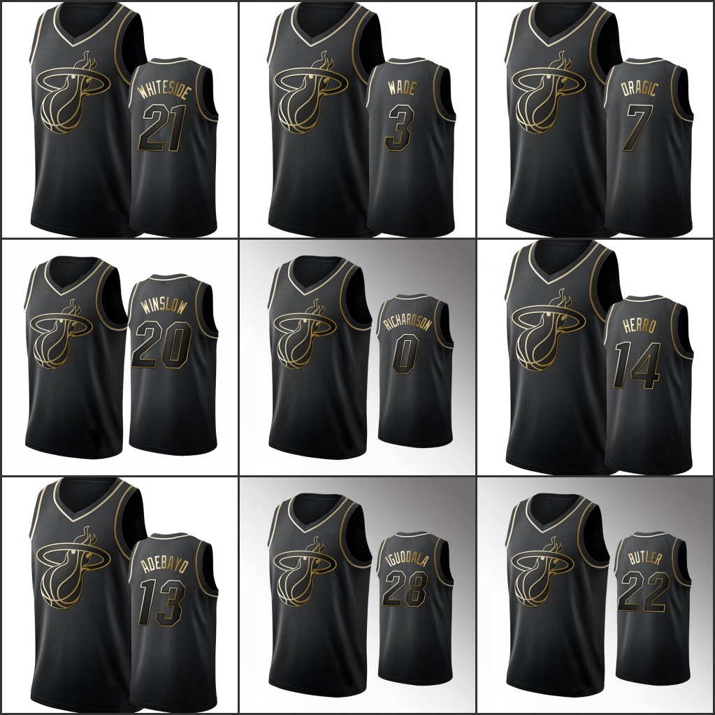 

Basketball Jerseys near me Hassan Whiteside Dwyane Wade Jimmy Butler Tyler Herro Bam Adebayo Andre Iguodala Black Golden Edition Jersey size S- 1118, Nik