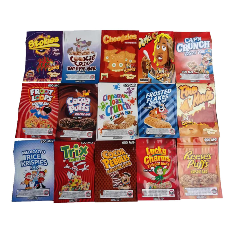 

krisple bar trix reeses puffs packing bags cookie crisp 600mg cocoa edible mylar smell proof zipper packaging bag package resealable edibles
