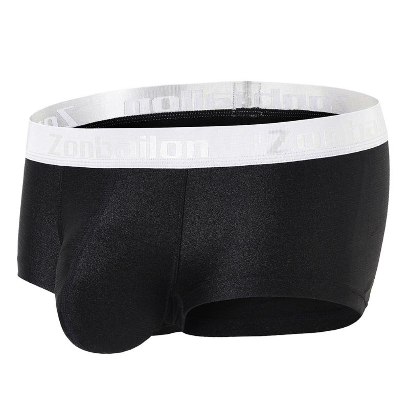 

Underpants Male Panties Shorts Boxer Men's Underwear Sexy Man Nylon Solid 5-color, Black