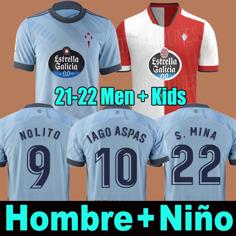 

21 22 RC Celta de Vigo Soccer Jersey 2021 2022 IAGO ASPAS NOLITO S.MINA SANTL MINA BRAIS MÉNDEZ MENDEZ Men + Kids kits Home away Football Shirt camiseta futbol