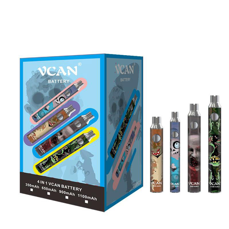 

E-cigarettes vcan 350mah 650mah 900mah 1100mah vape cartridges 510 thread battery kit 4 in 1 boxes EVOD