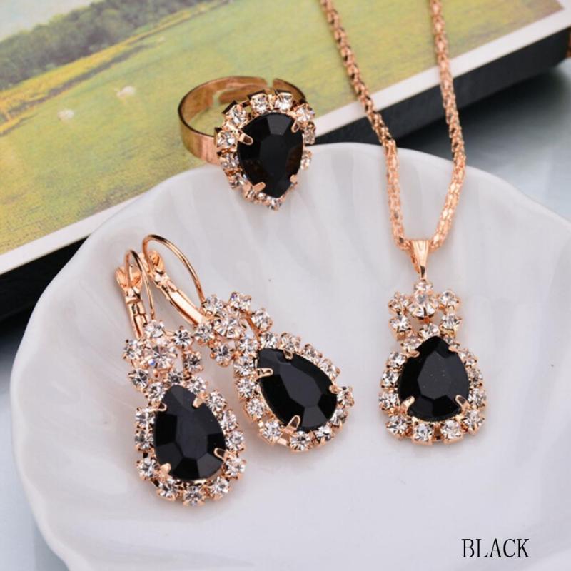 

Earrings & Necklace 2021 Top Sale Luxury Classical Women Jewelry Set Designer Water Drop Necklace/Earring/Ring Bijoux Femme, As pic