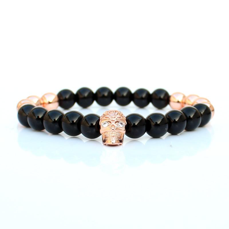 

Charm Bracelets 8mm Stone Beads Bracelet Skull Men For Women 2021 Braslet Pulseira Jewellery Erkek Bileklik Wholesale Special Gift