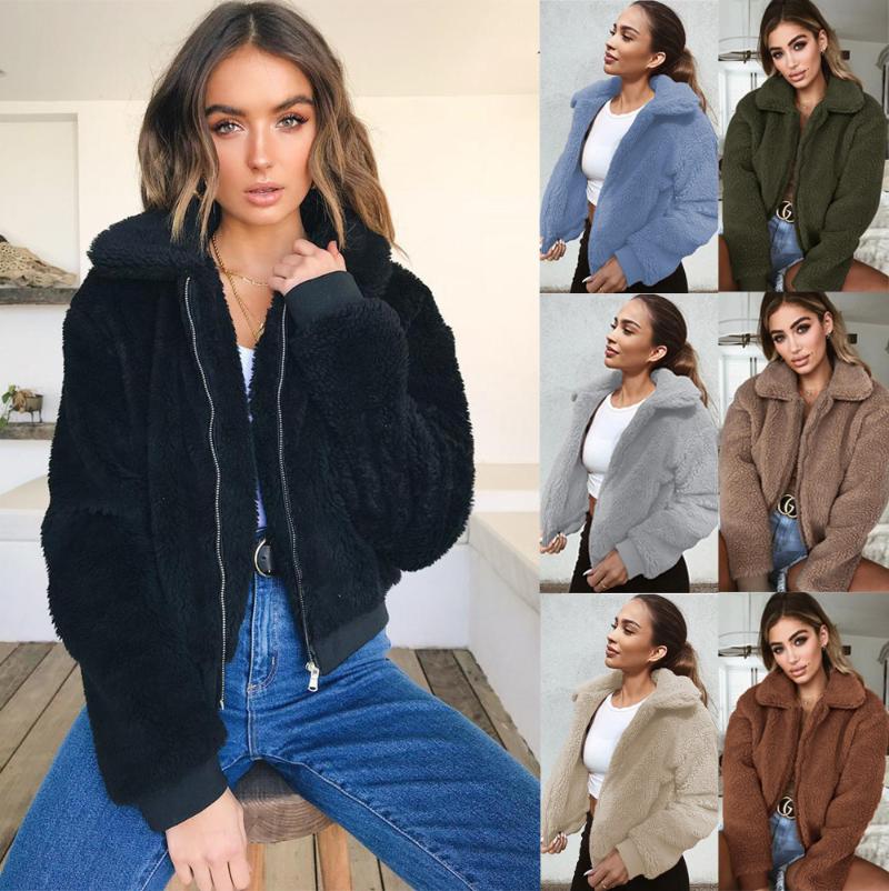 

Women's Fur & Faux Zip Up Shearling Fluffy Hooded Cropped Teddy Jacket Coat Long Sleeve Fuzzy Fleece Winter Warm Coats Outwear, Light grey