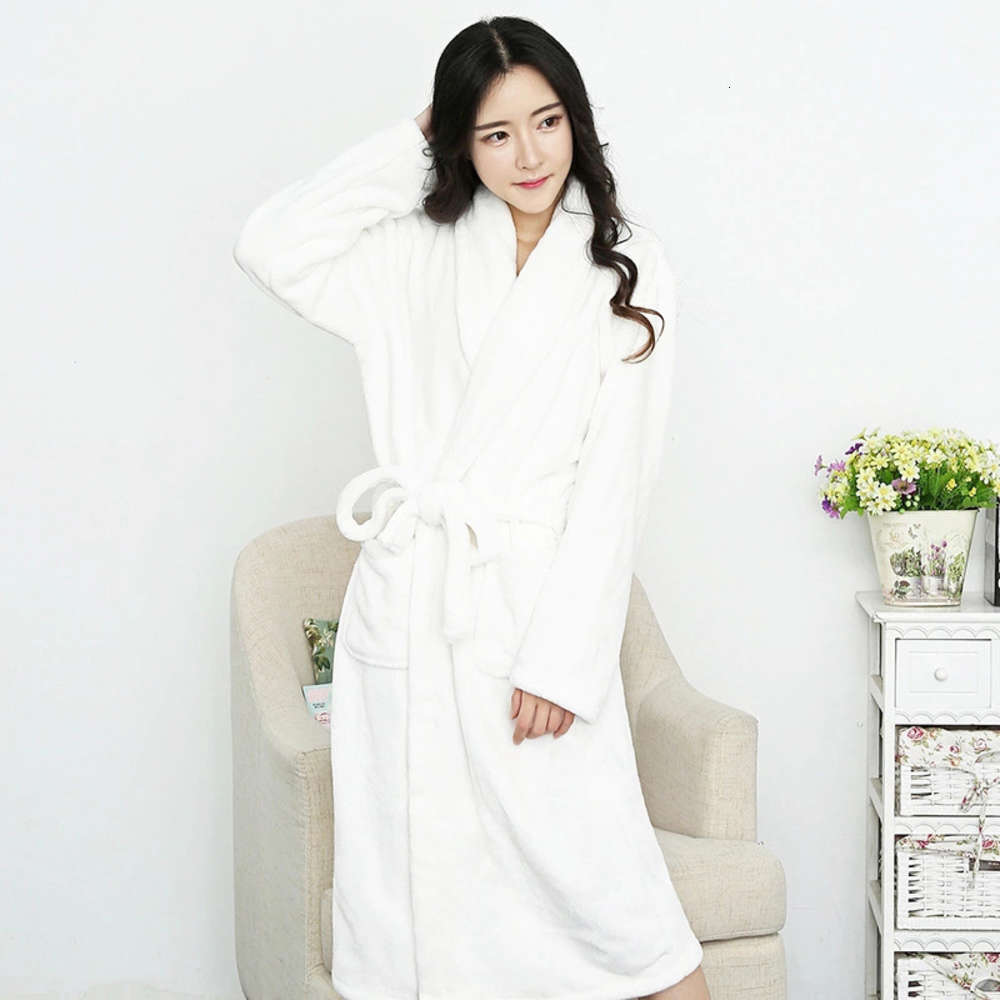 

Korean flannel lovers bathrobe, large size, long sleeve, cardigan, lace up, men's and women's pajamas