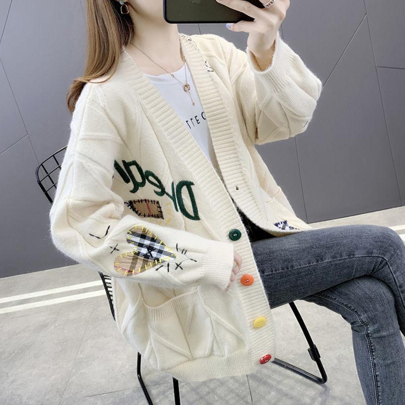 

Women' Knits & Tees Spring And Autumn Sweater 2021 Korean Fashion Casual Large Size Designer Red Arrival Cardigan Mid-length Top, Pink