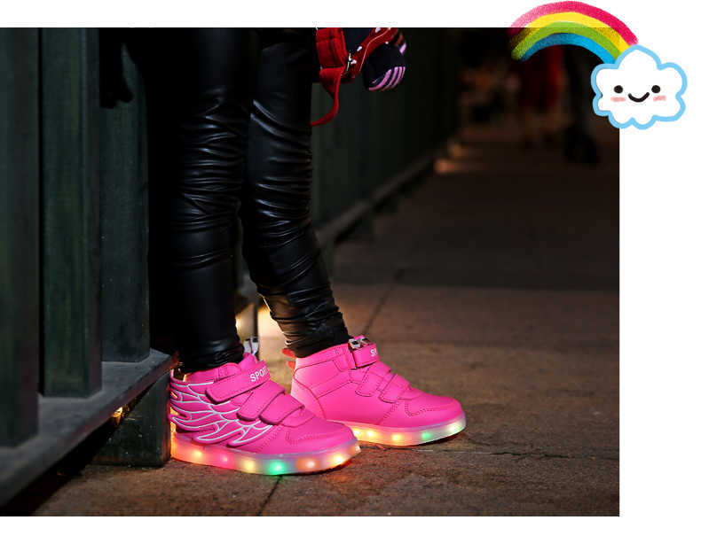 Unclejerry Kinderen schoenen vleugels voor jongens en meisjes LED-sneakers met bont binnen schoen voor plezier oplaadbare schoenen 211022