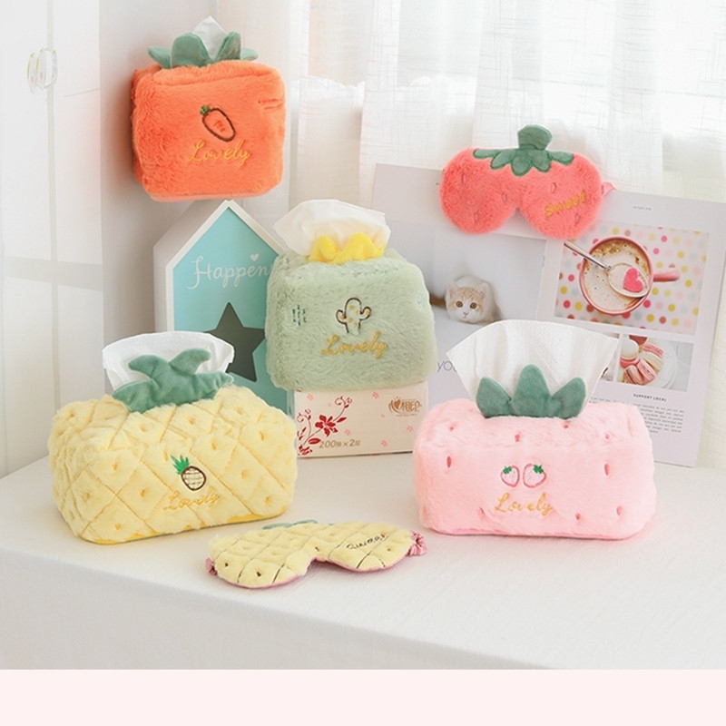 

Ins fruit cute creative strawberry eye mask pineapple tissue cover living room car Plush draw carton