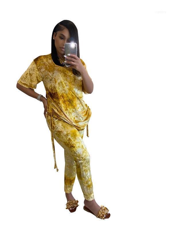 

Women's Tracksuits Felyn 2021 Arrival Two Pieces Women Set Velvet Print O-neck Long Pants Autumn Outfits1, Blue