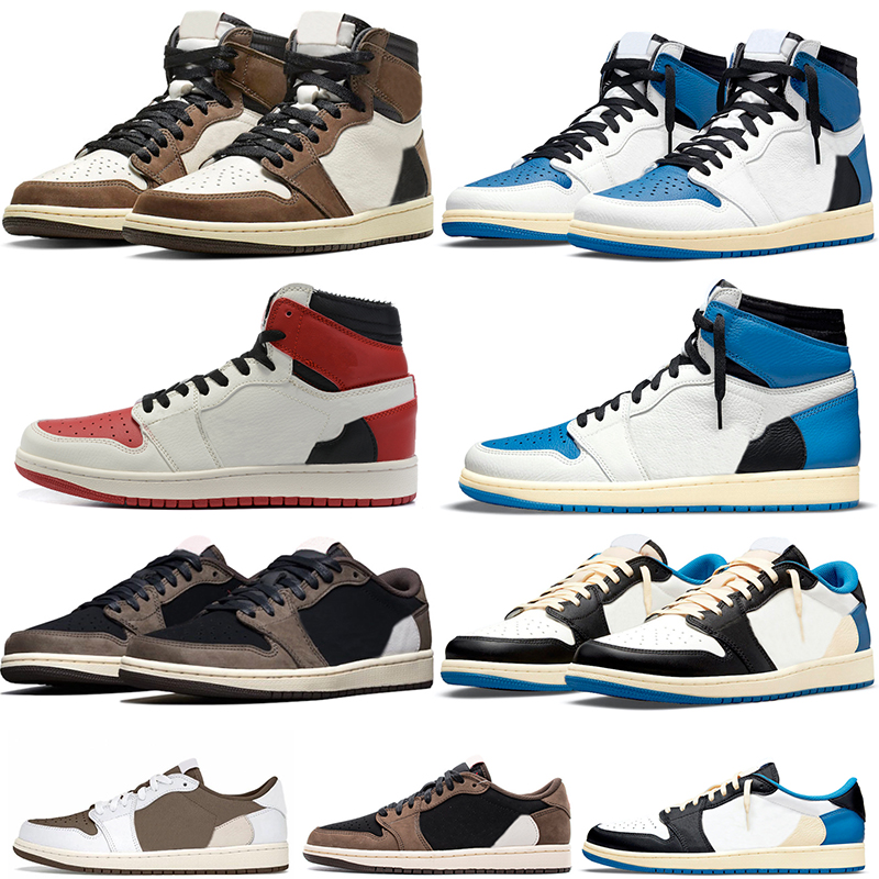 

TS x Jumpman 1 Basketball Shoes Men Women 1s High OG Low Military Blue Obsidian Sail Reverse Red Mens Trainers Sneakers Sports Size 36-46, #3 sail 36-46