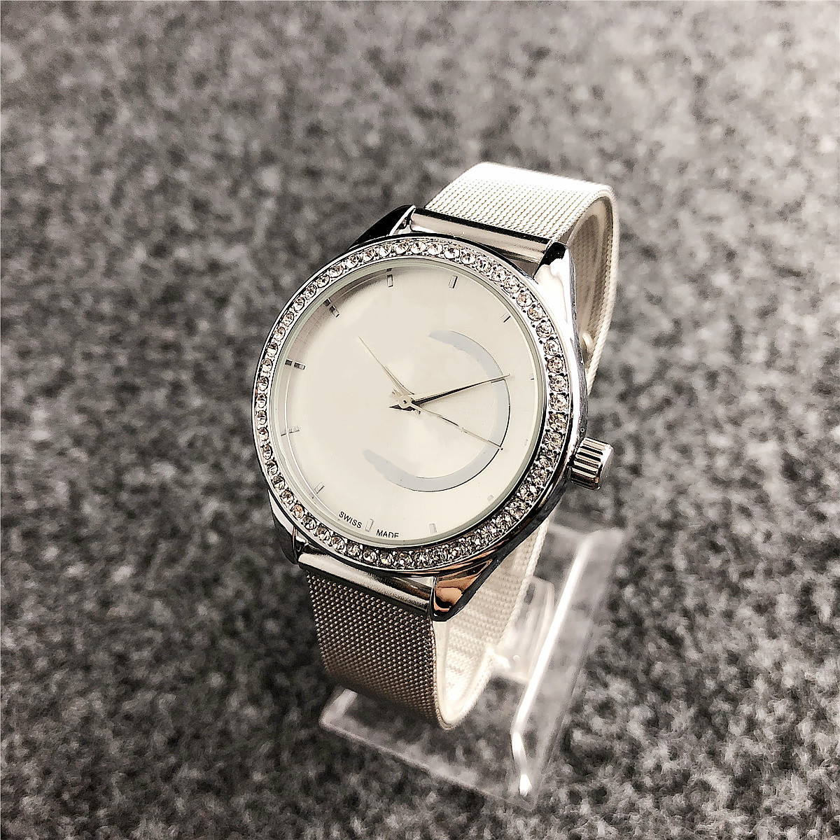 

New womens watchs, stainless steel neutral dial, pointer quartz watches montre de luxe