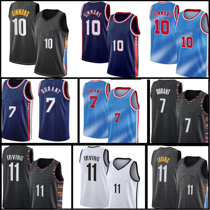 

2022 Ben 10 Simmons Kevin 7 Durant Jersey 11 Kyrie Jerseys Irving Basketball mens S-XXL Embroidery Logos Jersey