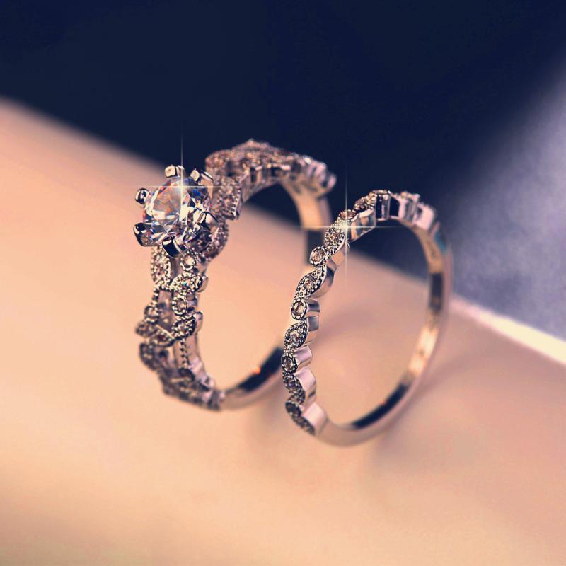 Wedding Rings Loredana Female White Round Ring Set Luxury S925 Vintage Band Promise Engagement For Women-image-711457895