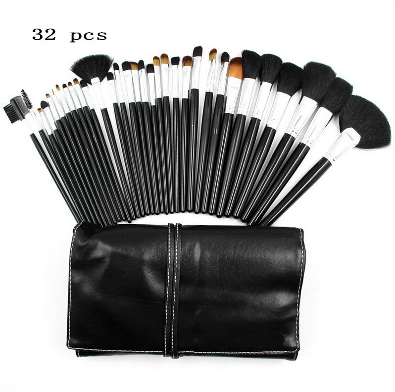 32 pc Brush Set Professional Cosmetic Make Up with Leather Bags High Quality Makeup Brushes-image-747061637