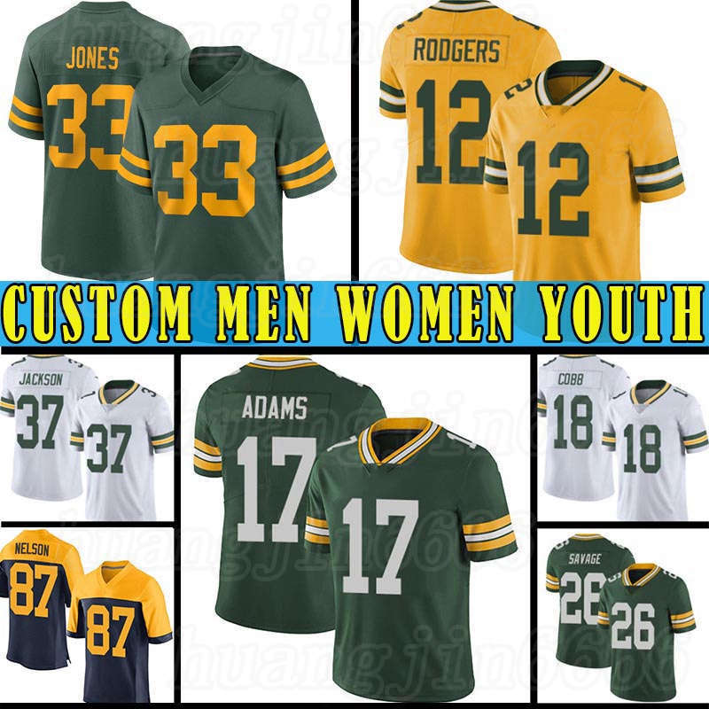 

Custom 12 Aaron Rodgers 21 Eric Stokes Packer Football Jersey 33 Aaron Jones 17 Davante Adams David Bakhtiari Brett Favre AJ Dillon Allen Lazard Jaire Alexander, Custom men (baozhuanggong)