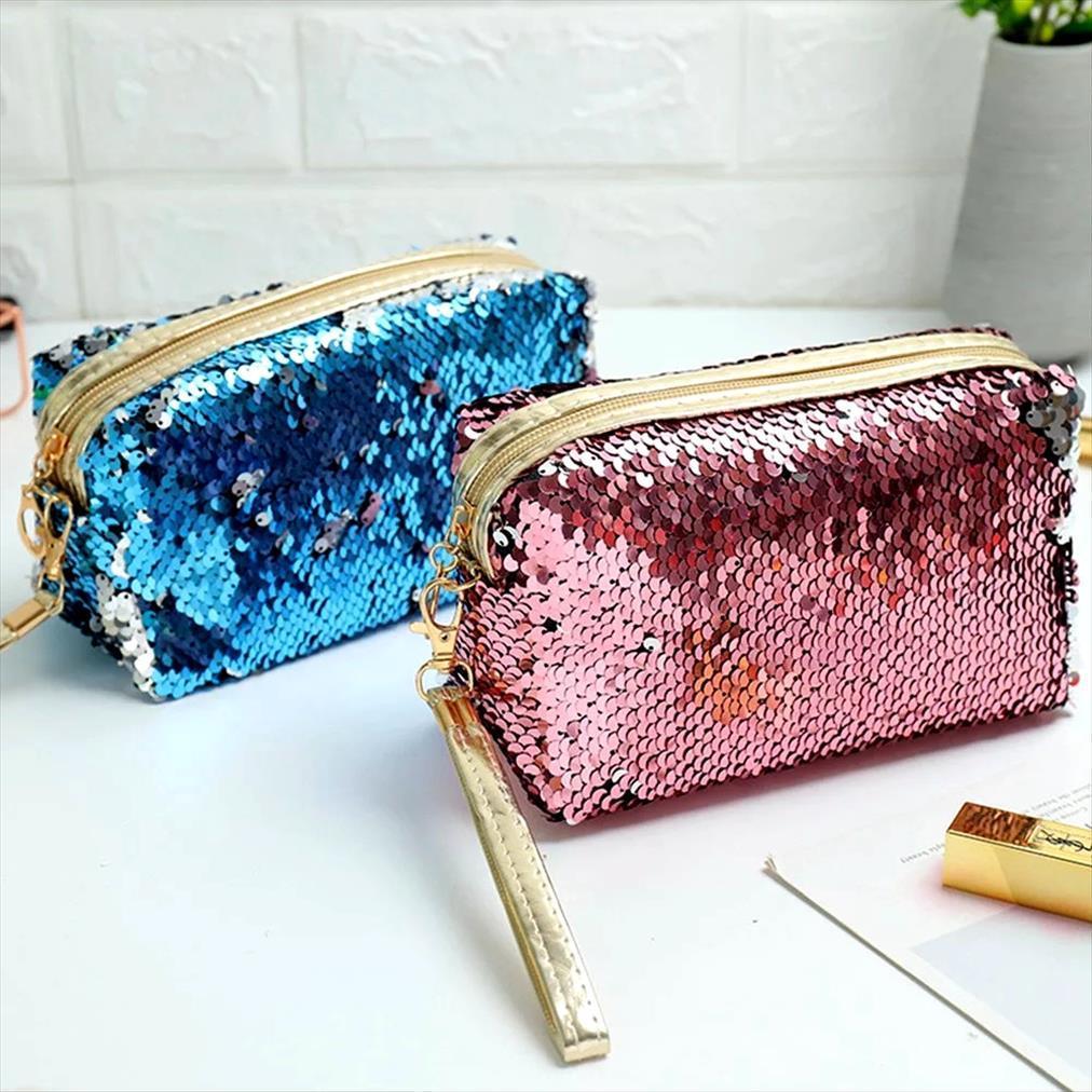 

fashion sequin make up ladies cosmetic bag storage travel casual cases wash