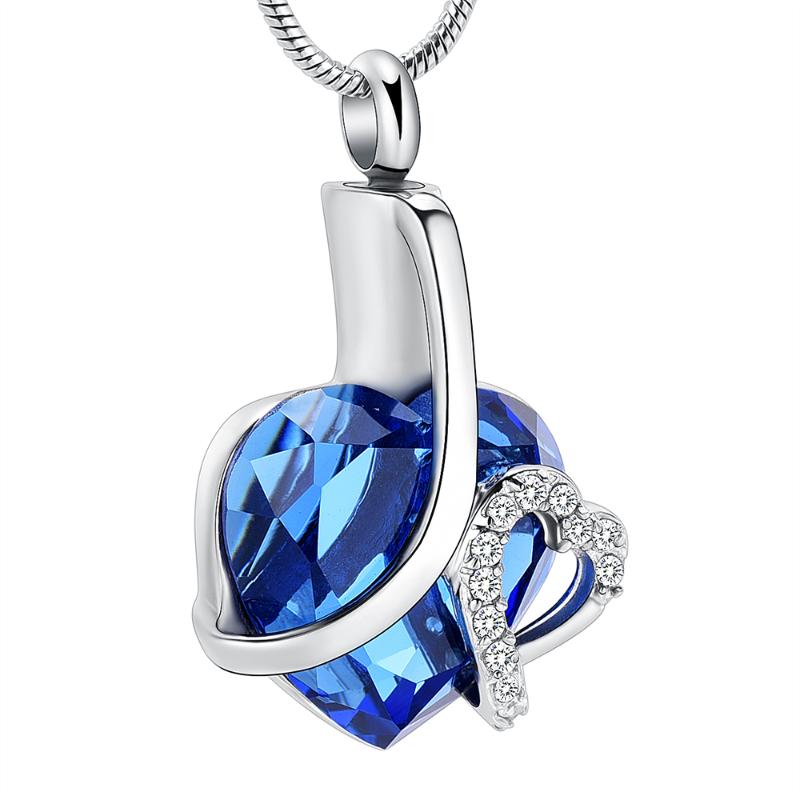 

Pendant Necklaces K12465 Always In My Heart Cremation Jewelry For Ashes Crystal Inlay Birthstone Stainless Steel Keepsake Memorial Urn Neckl