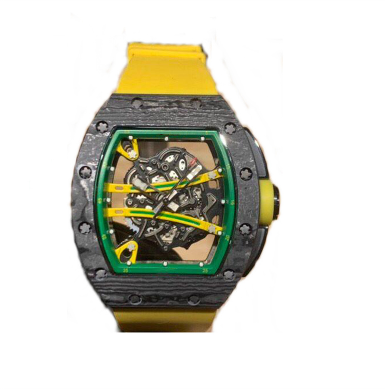 

Men's watch fiber shell is hollow to create imported mechanical movement natural tape folding buckle, Customize