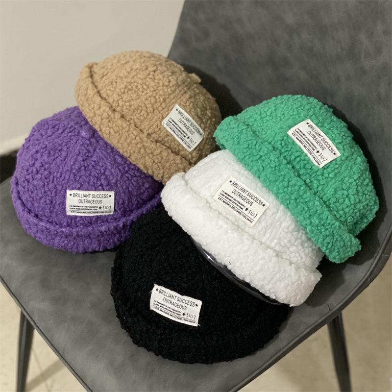 

Berets Fashion Lambwool Docker Cap Beanie Sailor Worker Winter Casual Hat Rolled Cuff Brimless Adjustable Hiphop Harajuku Bonnet, Green