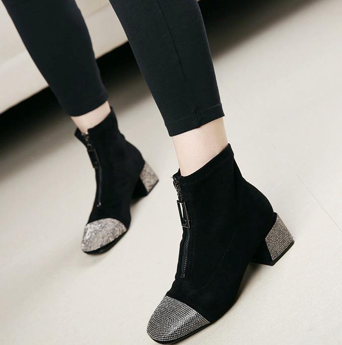 

Boots A Collection Of Silk Stockings For Women's Autumn/winter 2021 Paired With Platform Square-toed, Black