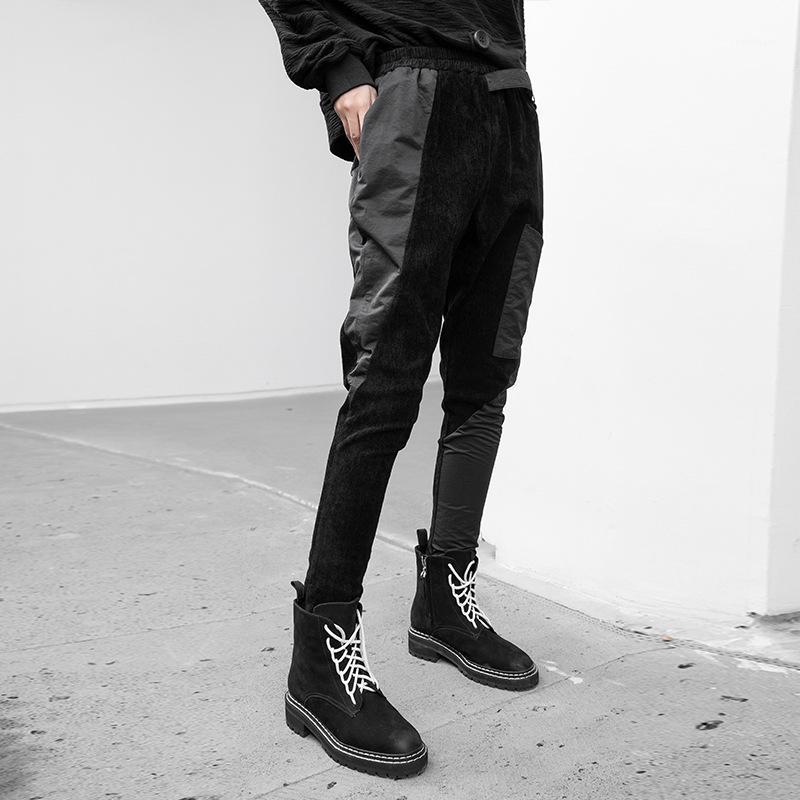 

Women's Pants & Capris Autumn Winter Style Pencil High Street Patchwork Elastic Waist Women Harem, Black;white