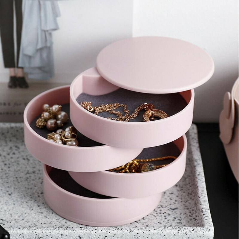 

Storage Bottles & Jars Design Fashion Women Jewelry Box 4-Layer Rotatable Accessory Tray With Lid Birthday Gift For