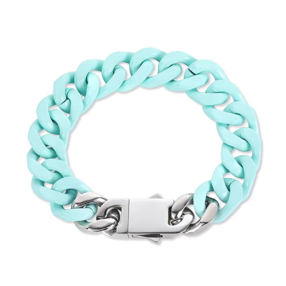 

titanium steel hip-hop chain paint men's bracelet necklace trendy fashion simple Cuban link
