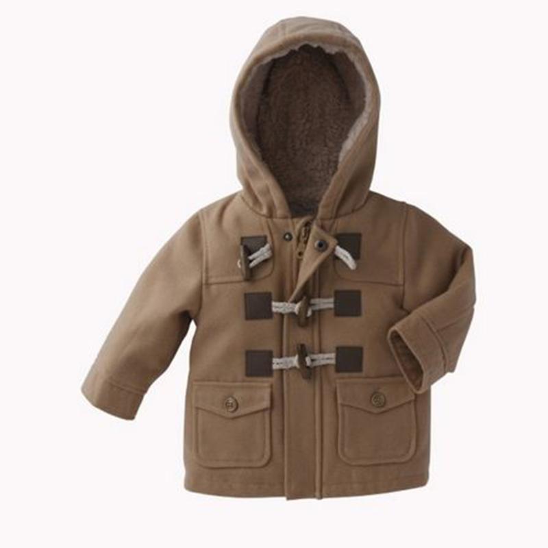 

Jackets Baby Jacket Winter Clothes Outerwear Coat Cotton Thick Children Horn Buckle Clothing With Hooded, Blue;gray