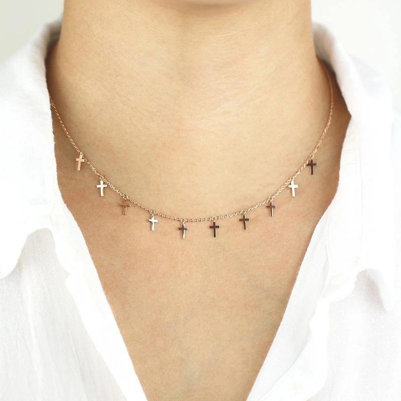 

Pendant Necklaces HebeDeer Women Jewelry Cross Choker Necklace Chain Lovers Silver Color Classic Trendy Girls Tassel Kpop Collares