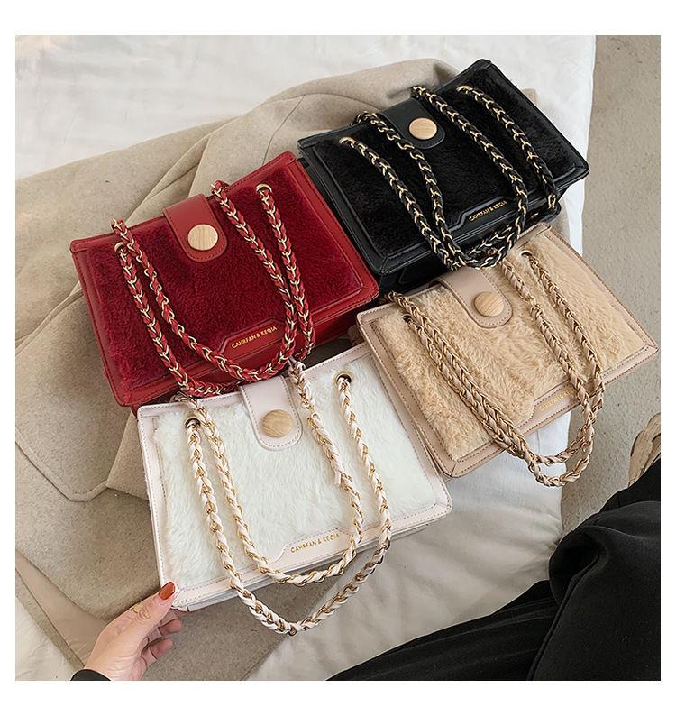 

Main Import Commodities: Women's Designer Plush Bracelet Solid Color Cross Wallet Fashion Body, Black