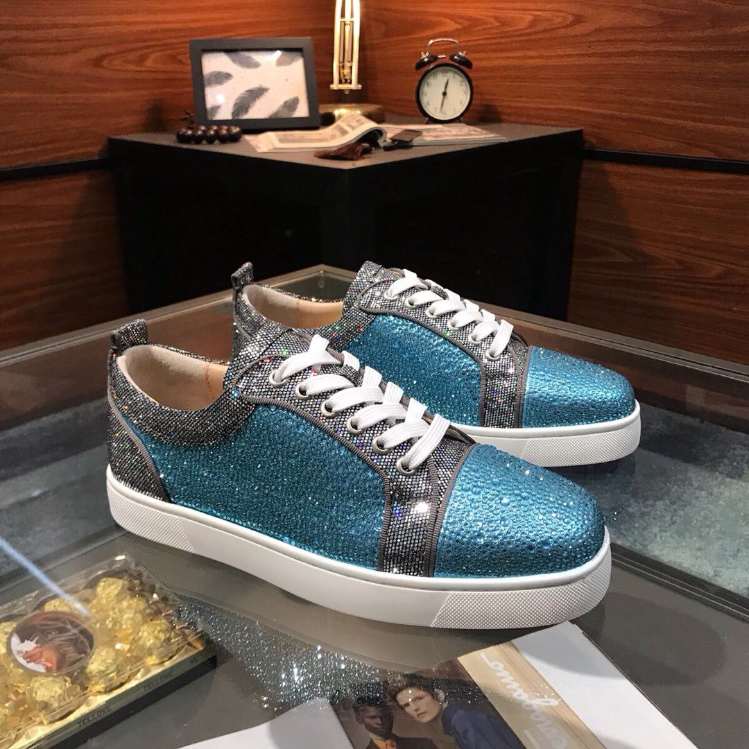 

Designer Luxury Red Bottom Studded Casual Shoes Men Women Orlato Low-top Sneakers Spikes Fashion Insider Sneakers Black White Leather Sports Shoe with Box, Color 14