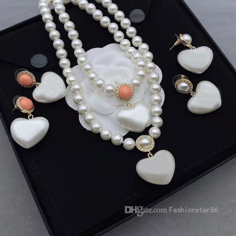 High Quality Necklace Designer Jewelry Ear studs Pearl Chain Orbital Necklaces Send Mother Lady Gift Box-image-735723938