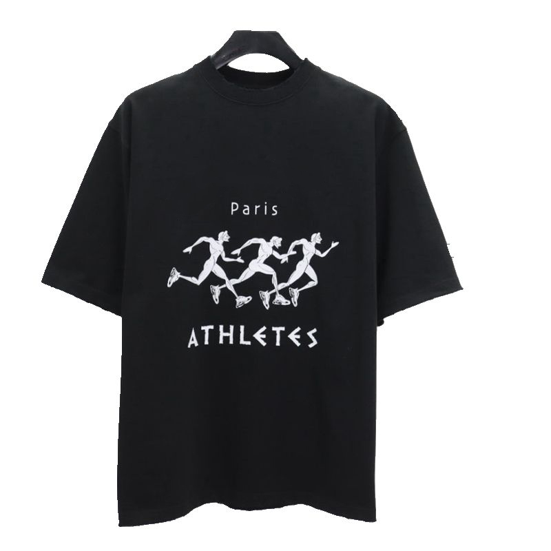 

2020 Spring Summer Women's Paris Athletes Letter Embroidery Cotton Black Short Sleeve Men T-shirt Bb Tee Shirts Top, White;black