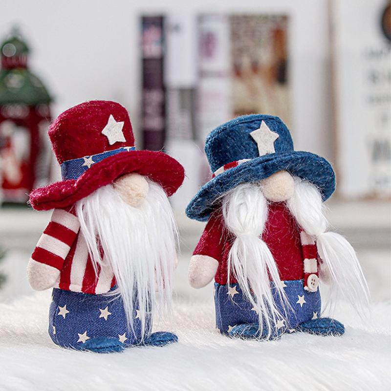 

Star Hat Gnome Faceless Doll Plush Toys Independence Day Ornaments Home Bedroom Living Room Desktop Festival Decorations Party Favor