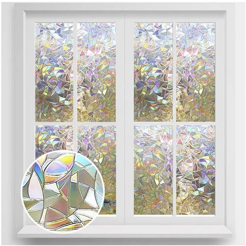 

Window Stickers Privacy Film Rainbow Clings Decorative Stained Glass Decals Static Sticker NonAdhesive For 3d Crescent